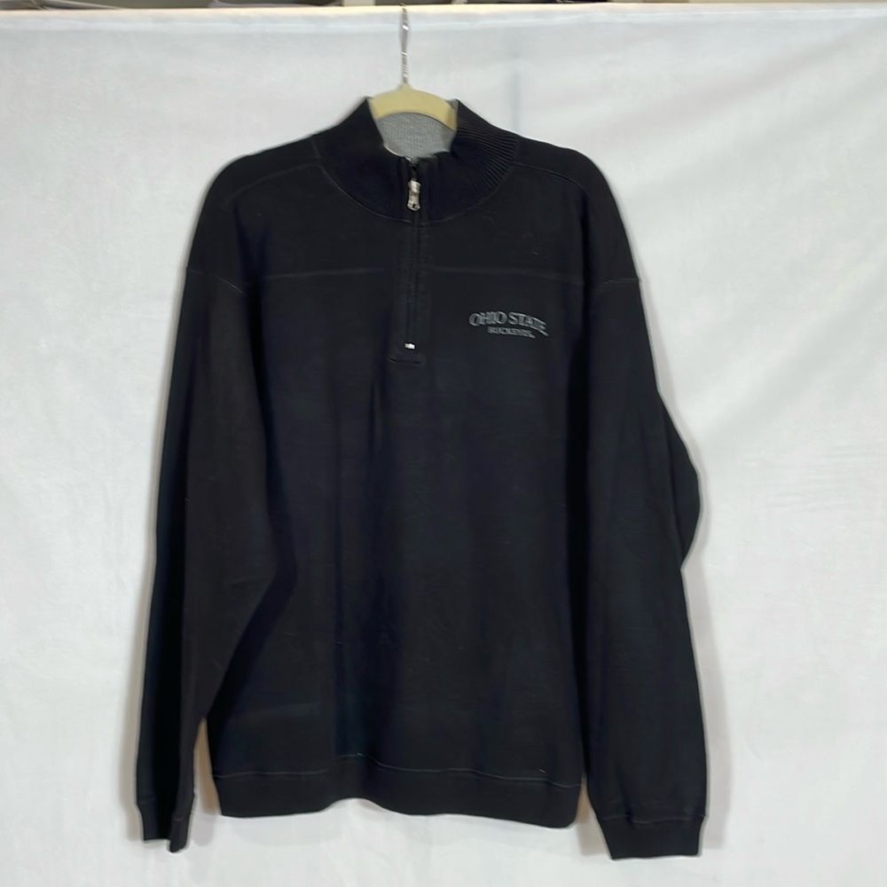 Ohio State University Buckeyes Sweater 3/4 Zip L Black And Gray 100% Cotton